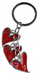 sleutelhanger hartjes meisjes 6 cm staal rood