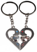 sleutelhanger Love You staal zilver 2-delig