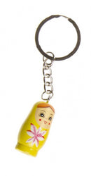 sleutelhanger Matroesjka 3,5 x 2 cm hout geel