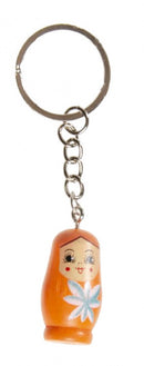 sleutelhanger Matroesjka 3,5 x 2 cm hout oranje