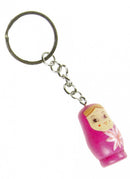 sleutelhanger Matroesjka 3,5 x 2 cm hout roze