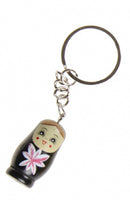 sleutelhanger Matroesjka 3,5 x 2 cm hout zwart