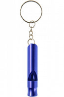 sleutelhanger met fluitje aluminium 6 cm blauw