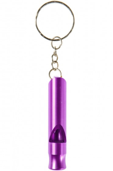 sleutelhanger met fluitje aluminium 6 cm paars
