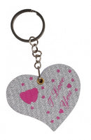 sleutelhanger/notitieboekje Hartje papier zilver/roze