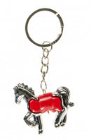 sleutelhanger paard junior 5 cm zilver/rood