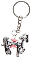 sleutelhanger paard junior 5 cm zilver/roze