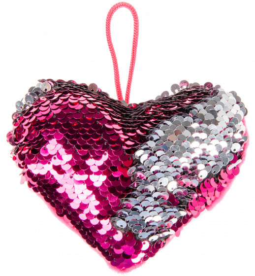 sleutelhanger pailletten hart meisjes 12 cm roze