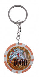 sleutelhanger pokerfiche 4 cm aluminium oranje