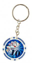 sleutelhanger pokerfiche 4 cm aluminium rood