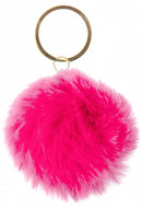 sleutelhanger pompom meisjes 6 cm pluche fuchsia