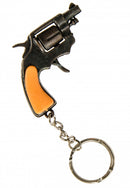 sleutelhanger revolver 6,5 cm bruin/zwart