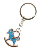 sleutelhanger schommelpaard 2,5 x 3 cm staal blauw