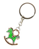 sleutelhanger schommelpaard 2,5 x 3 cm staal groen