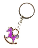 sleutelhanger schommelpaard 2,5 x 3 cm staal paars