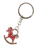 sleutelhanger schommelpaard 2,5 x 3 cm staal rood
