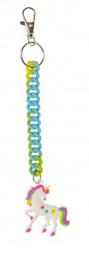 sleutelhanger spiraal eenhoorn groen/blauw 18 cm