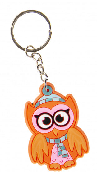 sleutelhanger uil junior 3,5 cm rubber oranje