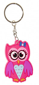 sleutelhanger uil junior 3,5 cm rubber roze
