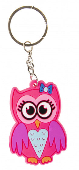 sleutelhanger uil junior 3,5 cm rubber roze