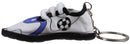 sleutelhanger voetbalschoen 7 cm zwart/wit/paars