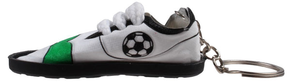 sleutelhanger voetbalschoen 7 cm zwart/wit/groen