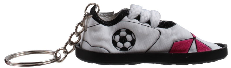 sleutelhanger voetbalschoen 7 cm zwart/wit/roze