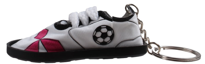 sleutelhanger voetbalschoen 7 cm zwart/wit/roze