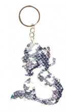 sleutelhanger zeemeermin 10 x 9 cm zilver