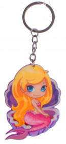 sleutelhanger zeemeermin 7 cm roze