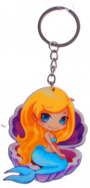 sleutelhanger zeemeermin 7 cm roze/blauw