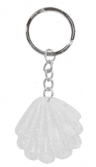 sleutelhanger schelp 4 cm wit