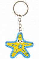 sleutelhanger zeester junior 5 cm rubber blauw