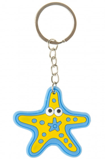 sleutelhanger zeester junior 5 cm rubber blauw