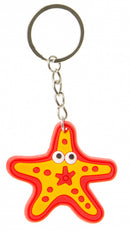 sleutelhanger zeester junior 5 cm rubber rood