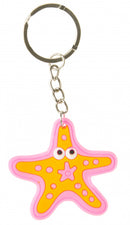 sleutelhanger zeester junior 5 cm rubber roze