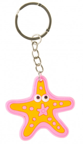 sleutelhanger zeester junior 5 cm rubber roze