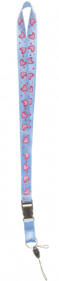 sleutelkoord hartjes 50 cm polyester blauw/roze