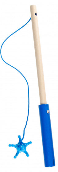 speelgoed vishengel junior 24 cm hout blauw