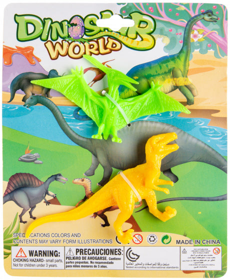 speelset dinosaurus jongens 10 cm groen/geel 2-delig