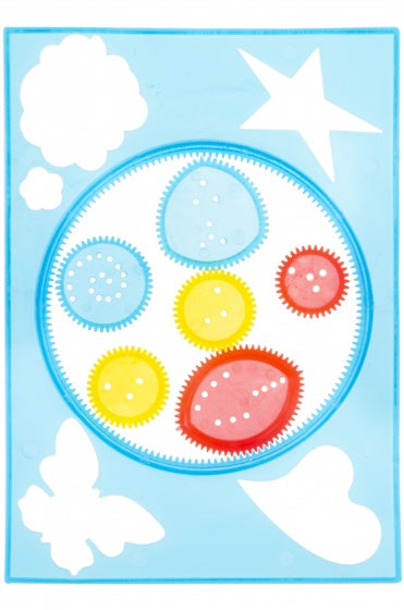 spirografieset 7-delig blauw/geel/rood