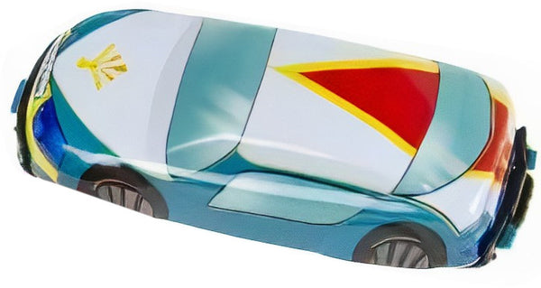 sportauto Clicker jongens 7 cm wit/turquoise