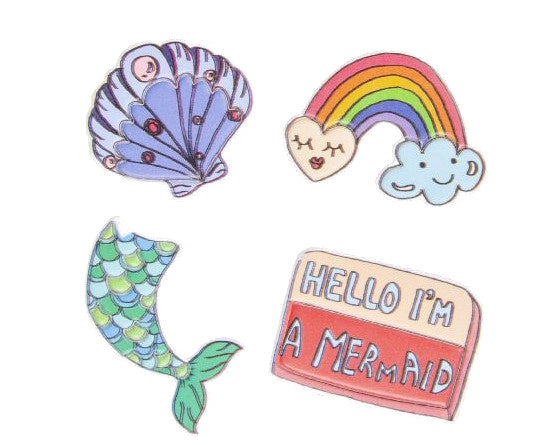 stickers kleding/tas schelp 15 x 11 cm 4-delig