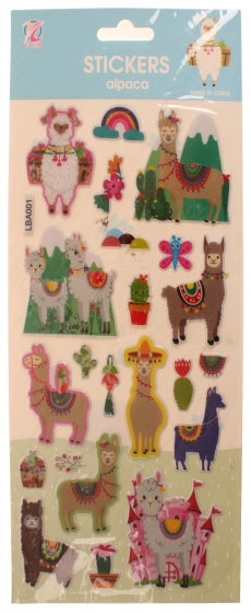 stickervel multicolor alpaca's 28 x 12 cm 22 stuks