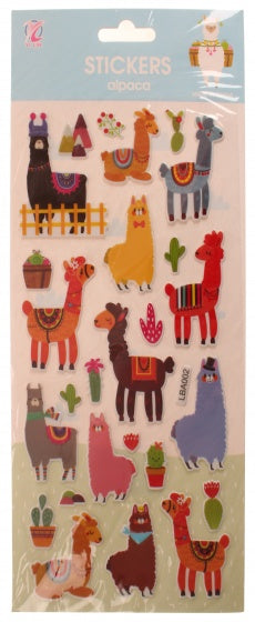 stickervel multicolor alpaca's 28 x 12 cm 26 stuks