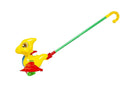 Stokroller dino 47 cm geel