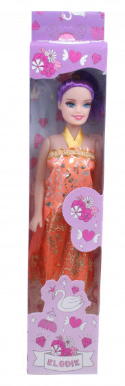 tienerpop Elodie meisjes 25 cm paars/oranje