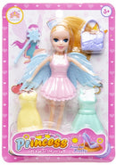 tienerpop met accessoires 10 cm roze 7-delig