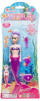 tienerpop zeemeermin met accessoires paars 23 cm