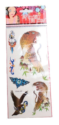 tijgertattoo Azië 10,5 x 19 cm oranje 6-delig